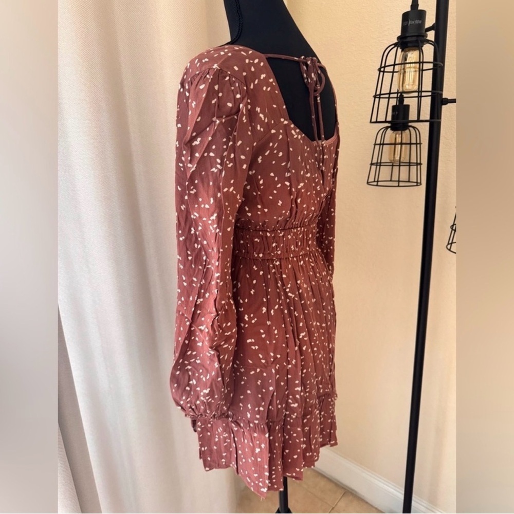 Altar’d State Smocked Floral Mini Dress Medium Boho Cottagecore Long Sleeve - Picture 7 of 9